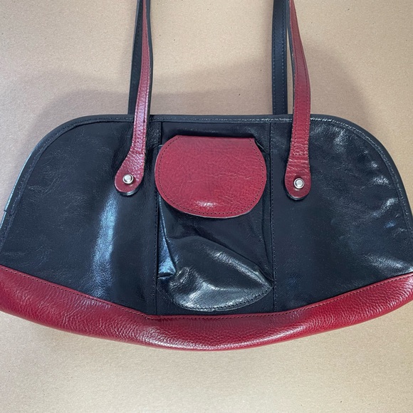 Handmade Turtle Ridge Black/Red Leather Shoulder Bag/Purse w Tooled Birds (Rare) - Picture 3 of 14